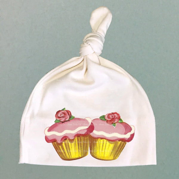 Rose Cupcakes Organic Cotton Baby Knot Cap