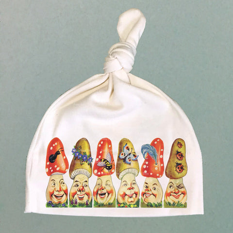 Mushroom Fun Guys Organic Cotton Baby Knot Cap