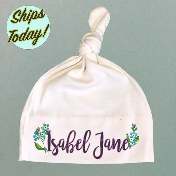 Girl's Personalized Organic Cotton Baby Knot Cap