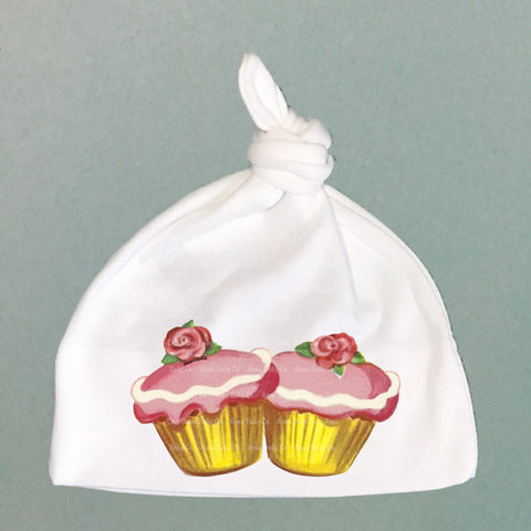 Rose Cupcakes Organic Cotton Baby Knot Cap