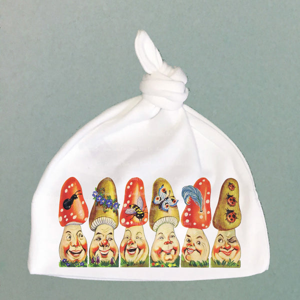 Mushroom Fun Guys Organic Cotton Baby Knot Cap