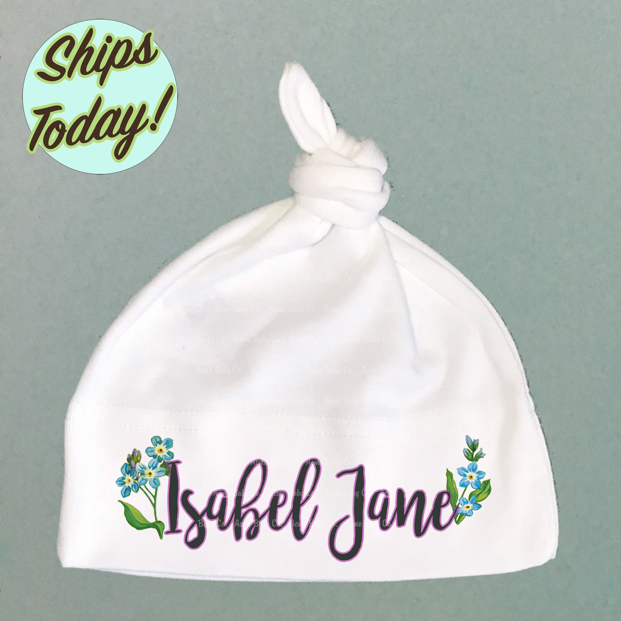 Girl's Personalized Organic Cotton Baby Knot Cap