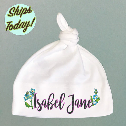 Girl's Personalized Organic Cotton Baby Knot Cap