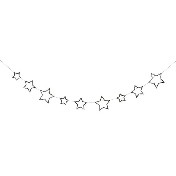 Silver Glitter Star Mini Garland