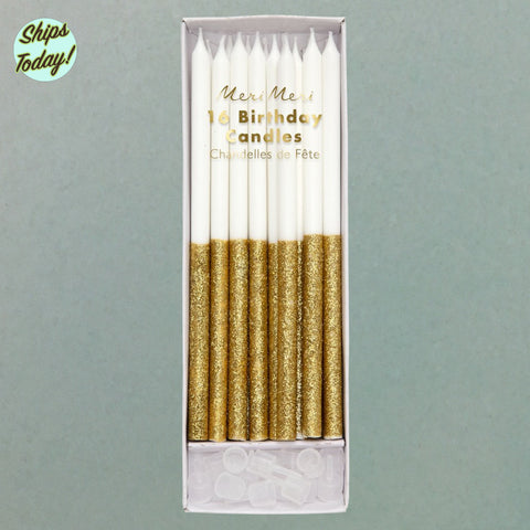 Gold Glitter Dipped Candles