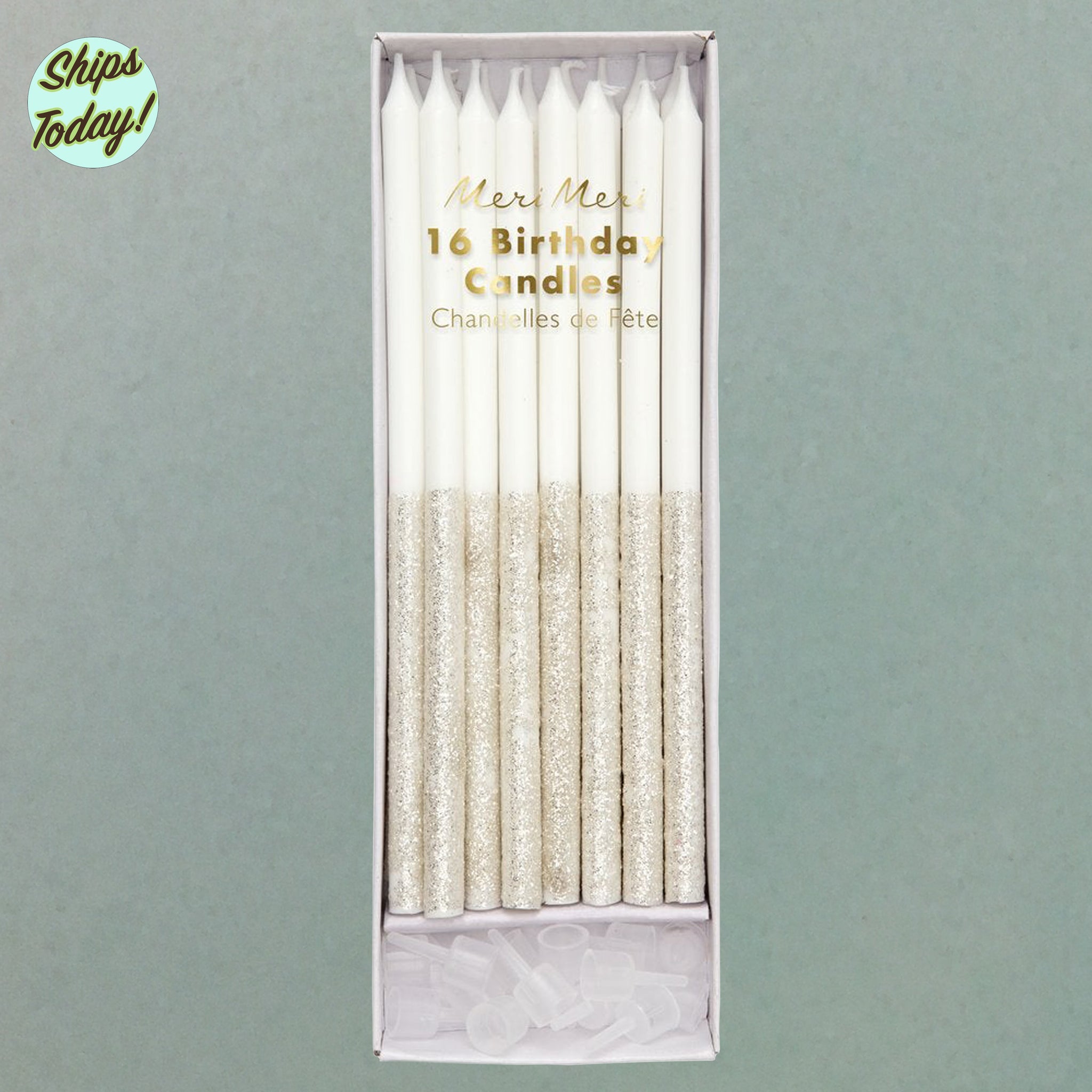 Silver Glitter Dipped Candles