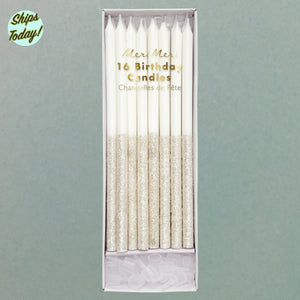 Silver Glitter Dipped Candles