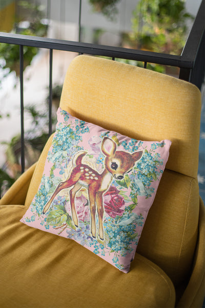 Little Deer & Forget Me Nots Premium Pillow