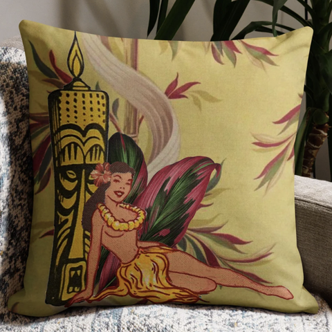 Tiki Wahine Premium Pillow - Bamboo