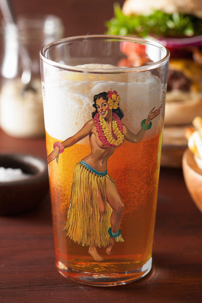 Tiki Wahine Pint Glass. 16oz