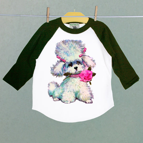 Kitschy Poodle Children's Raglan Baseball Shirt