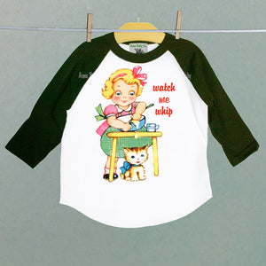 Watch Me Whip Children's Retro Baseball Raglan Shirt