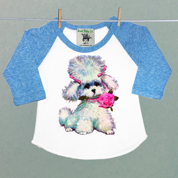 Kitschy Poodle Children's Raglan Baseball Shirt