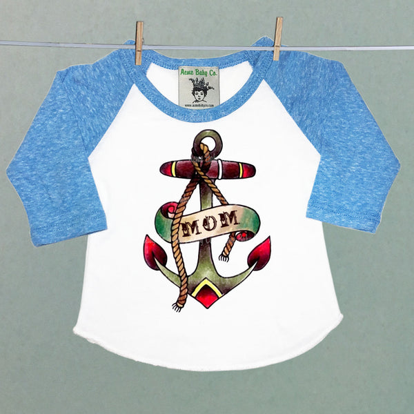 Tattoo Anchor Mom Children's Raglan Baseball Shirt