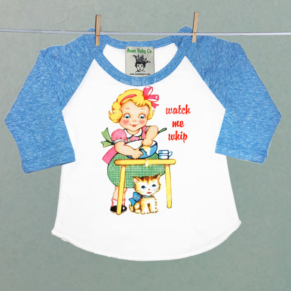 Watch Me Whip Children's Retro Baseball Raglan Shirt