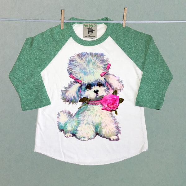 Kitschy Poodle Children's Raglan Baseball Shirt