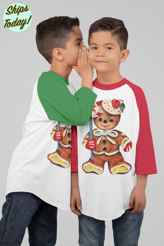 Gingerbread Man Children's Baseball Raglan Shirt