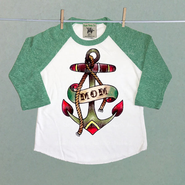 Tattoo Anchor Mom Children's Raglan Baseball Shirt