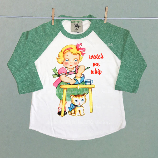 Watch Me Whip Children's Retro Baseball Raglan Shirt