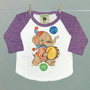 Circus Elephant Raglan Shirt in Lavender