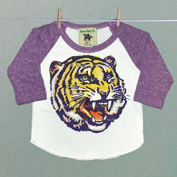Circus Tiger Raglan Baseball Shirt in Lavender