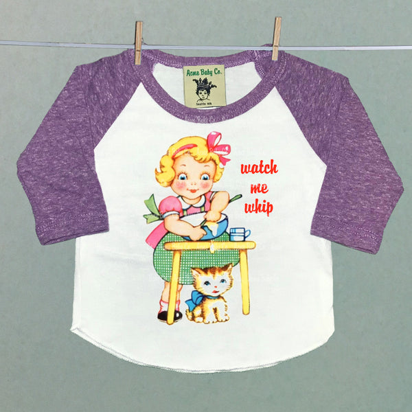 Watch Me Whip Children's Retro Baseball Raglan Shirt