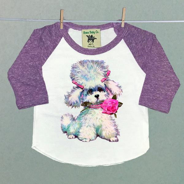 Kitschy Poodle Children's Raglan Baseball Shirt