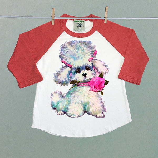 Kitschy Poodle Children's Raglan Baseball Shirt