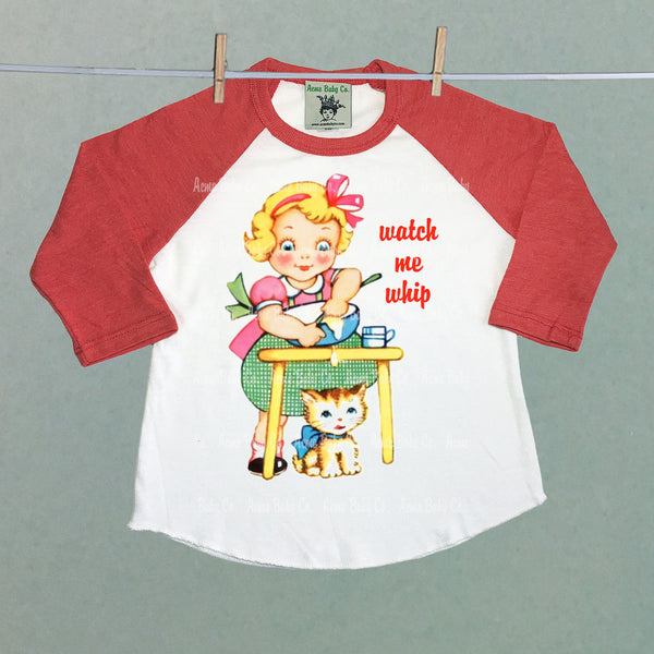 Watch Me Whip Children's Retro Baseball Raglan Shirt