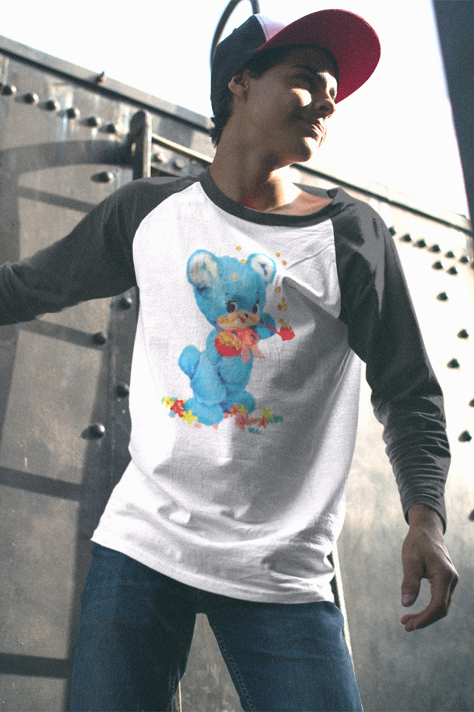 Bubbles Bear Adult Baseball Raglan