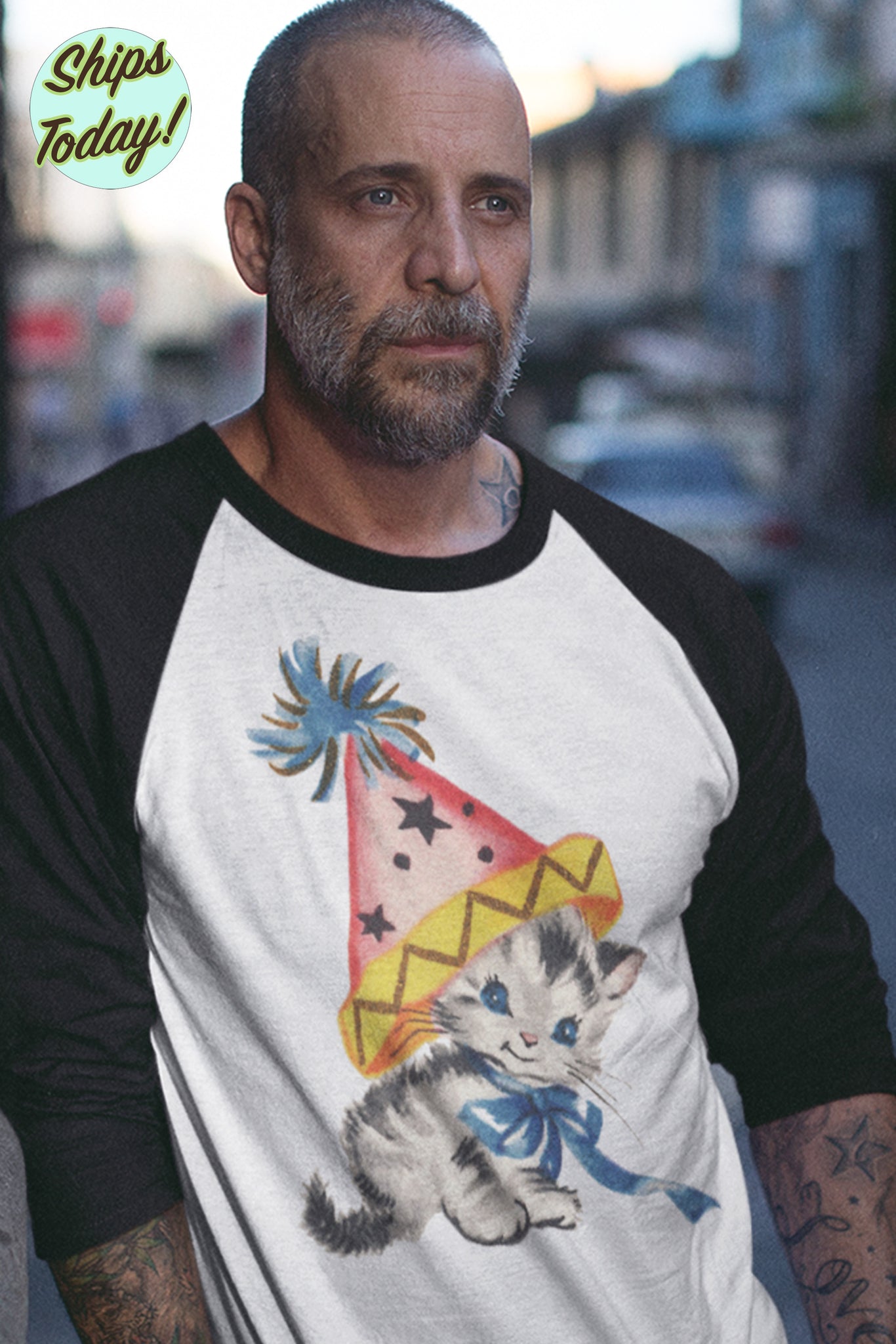 Party Kitty Adult Baseball Raglan