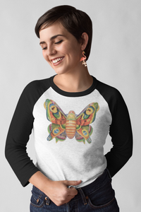 Colorful Butterfly Adult Baseball Raglan