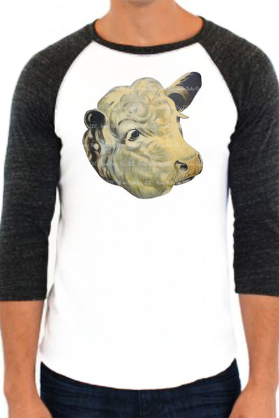 Beautiful Cow Adult Baseball Raglan