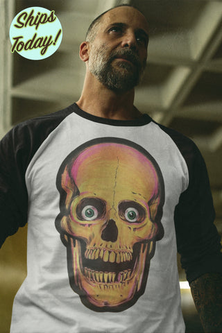 Kooky Skull Adult Baseball Raglan