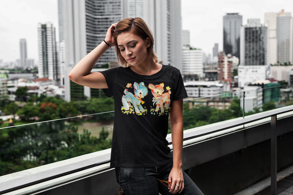 Pink and Blue Baby Deer Friends Unisex t-shirt