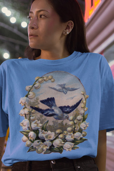 Blue Birds & Lily of the Valley Unisex T-Shirt