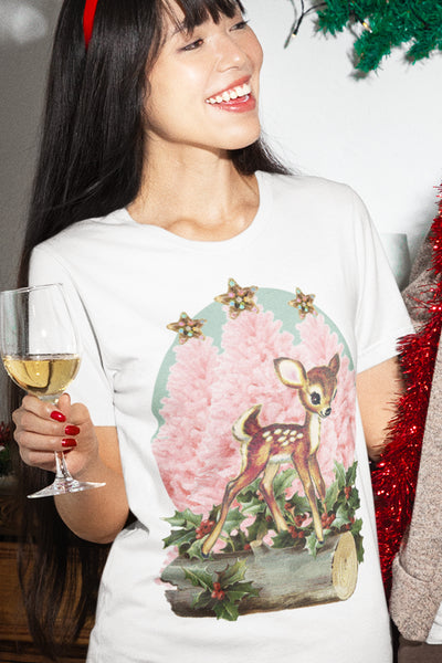 Kitschy Yule Deer Adult Organic Shirt