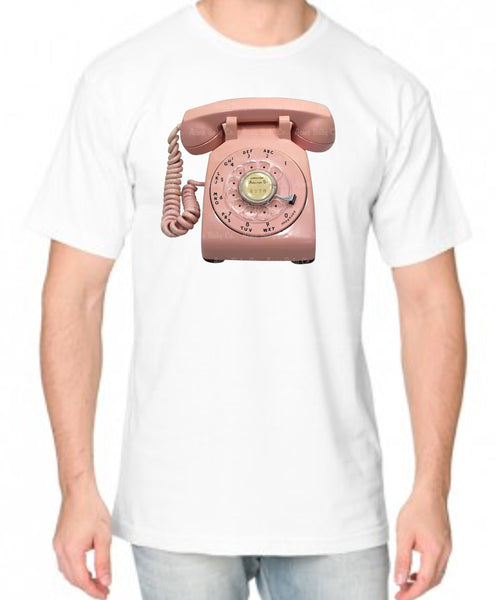 Pink Vintage Telephone Adult Organic Shirt