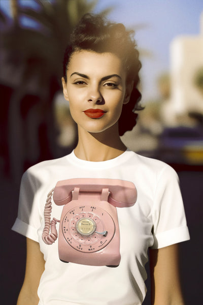 Pink Vintage Telephone Adult Organic Shirt