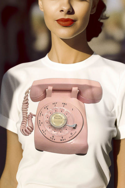 Pink Vintage Telephone Adult Organic Shirt