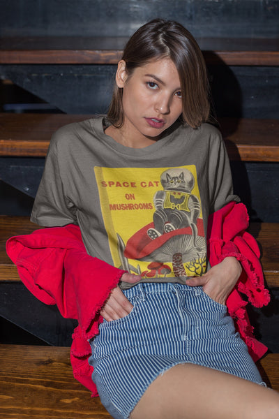 Space Cat on Mushrooms Unisex T-Shirt
