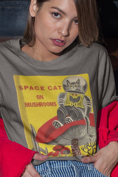 Space Cat on Mushrooms Unisex T-Shirt