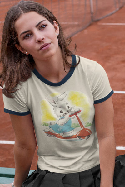 Scooter Bunny Cotton Ringer T-Shirt