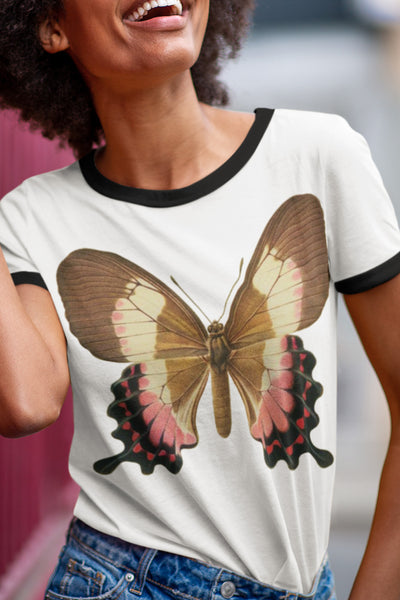 Neapolitan Butterfly Unisex Cotton Ringer T-Shirt