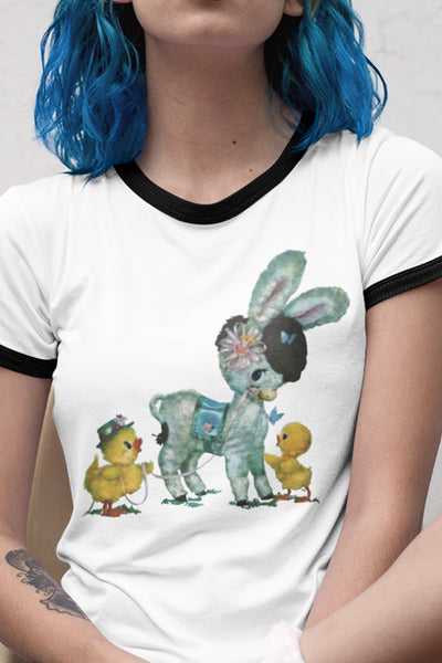 Kitschy Cute Donkey Unisex Cotton Ringer T-Shirt