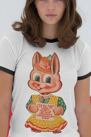 Marshmallow Bunny Unisex Cotton Ringer T-Shirt