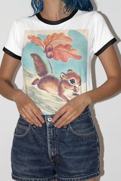 Buddy Squirrel Unisex Cotton Ringer T-Shirt