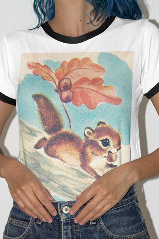 Buddy Squirrel Unisex Cotton Ringer T-Shirt