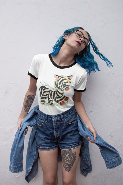 Kitschy Cute Zebra Unisex Cotton Ringer T-Shirt