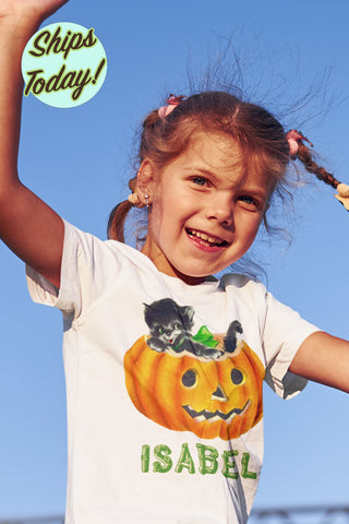 Personalized Halloween Kitty Cat Organic Children's Shirt